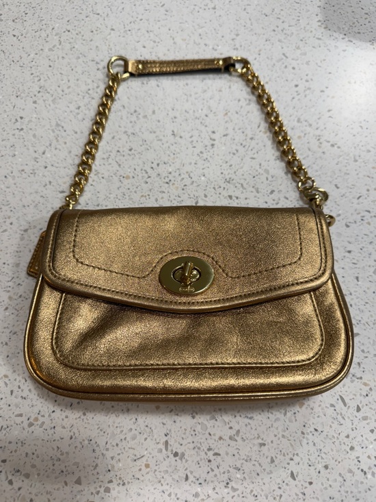 Coach Handbags - Coach Metallic Gold Mini Chain Shoulder Bag